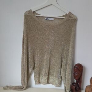 Zara Gold Crew Neck Sweater
